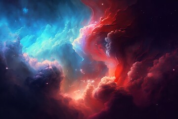 background with space nebulas in blue and red