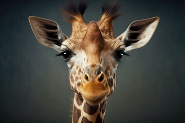 Sticker - A goofy college graduate made an unusual animal portrait of a giraffe. Generative AI