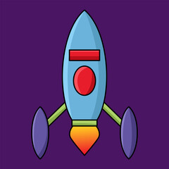 Canvas Print - Space rocket cartoon kobject illustration