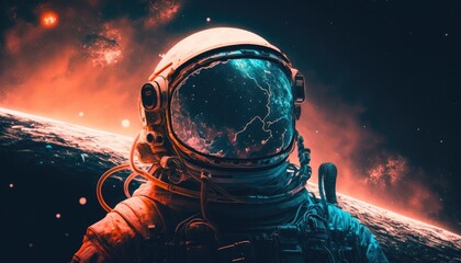an astronaut with a space suit and the moon in the background generative ai