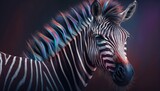 Fototapeta Dziecięca - a zebra with a dark background generative ai