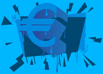 Poster - Euro Sign Graffiti. Abstract modern street art of European Union Currency symbol performed in urban painting style.