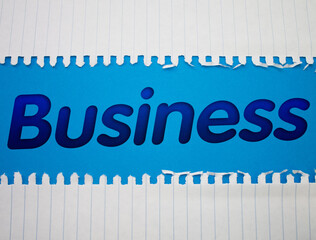 Poster - Business text with Torn, Crumpled White Paper on colored background.