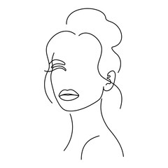 Wall Mural - Modern line art abstract female vector portrait