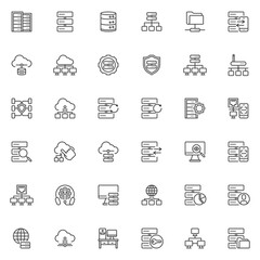 Wall Mural - Database and network line icons set