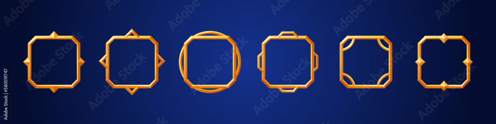 Set of cartoon square and round avatar frame isolated on dark ...