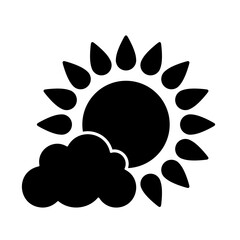Wall Mural - cloudy sun icon. stylized black glyph isolated on white background.