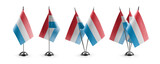 Fototapeta Boho - Small national flags of the Luxembourg on a white background