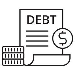 Canvas Print - Single debt icon in linear style isolated on white background