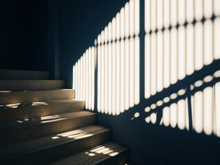 Poster - architecture details cement wall and stairs shade shadow lighting in building