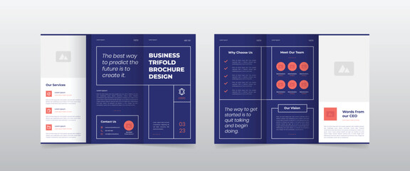 Wall Mural - Simple Blue Business Trifold Brochure Template