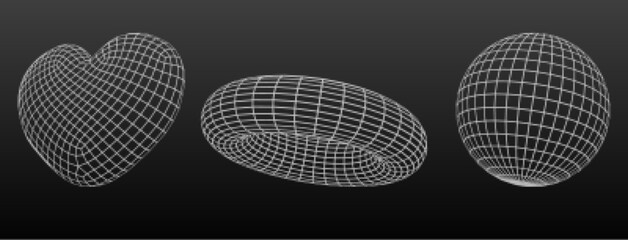 Poster - 3d wireframe heart line shape. abstract geometric mesh polygon sphere graphic object. outline white 