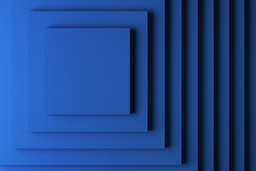 Aufkleber - Blue pyramid stairs with blank podium or pedestal on top for product or text display. copy space banner.
