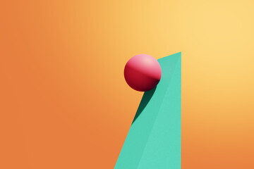 Aufkleber - A sphere is balancing on a triangle shape. Balance, determination, durability and resistance concepts.
