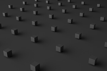 Poster - Levitating cubes on black background. Abstract 3d rendering of geometric shapes.