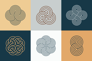 geometric circle logo, vector line art zen pattern. geometric linear ornament, editable stroke
