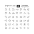 © IMG visuals icons - Operation management linear icons set. Business process administration. Improve productivity. Customizable thin line symbols. Isolated vector outline illustrations. Editable stroke