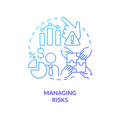 Wall Mural - managing risks blue gradient concept icon. events prediction. venture capital financing benefit abst