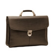 brown leather briefcase isolated, transparent background