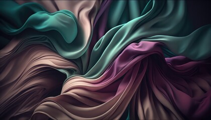 Vintage Textured Background with Retro Colors and Flowing Fabric. Generative AI Illustration