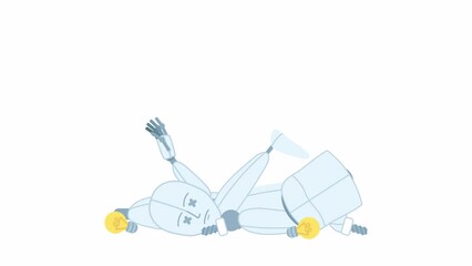 Poster - Animated broken down robot 404 error. Quality issues. Empty state 4K video footage with alpha channel transparency. Flash message. Color failed loading animation for broken link, web design