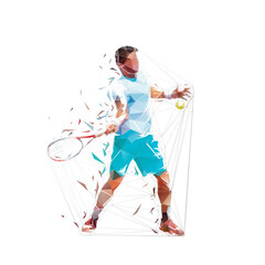 Wall Mural - Tennis player, forehand shot, isolated vector silhouette, ink drawing