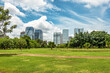 © rudiernst - View of Parque do Povo, peoples park in Sao Paulo, Brazil with buildings and a cloudy sky