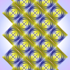 Poster - Colorful floral background with trendy yellow and blue gradient. Abstract 3d rendering pattern. Digital illustration