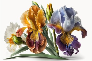 Wall Mural - Happy Easter;Easter flowers most popular in design: Irises - These delicate flowers come in a range of colors and are often associated with resurrection and rebirth.