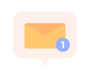 Fototapete - Notification bubble about new email semi flat color vector icon. Chat message alert. Editable full sized element on white. Simple cartoon style spot illustration for web graphic design and animation