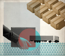Logistics, Transportation And Express Delivery Creative Collage