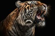 Portrait of tiger roar on black in studio. Generative AI