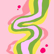 © ElfFlowering - Minimalistic Abstract 70 style illustration with bright colors Art Deco Vintage Patterns