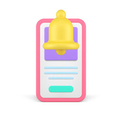 Poster - Mobile phone screen call ring bell incoming smartphone signal notification 3d icon realistic vector