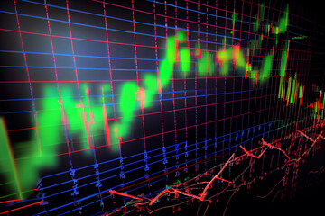 Leinwandbilder - A stock market graph or financial chart, indicating changes in the economy or financial world.  Generative AI technology.