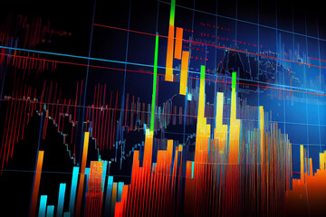 Leinwandbilder - A stock market graph or financial chart, indicating changes in the economy or financial world.  Generative AI technology.