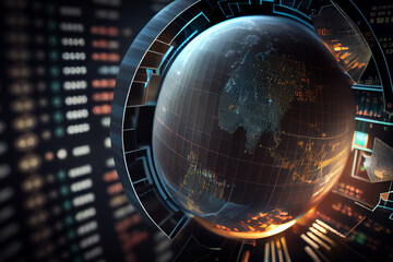 Leinwandbilder - Image of stock market charts and graphs indicating the rise or fall of global economies.  Generative AI technology.