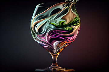 Aufkleber - A swirling mix of colors in the shape of a wine glass, with shades of deep reds Generative AI technology.