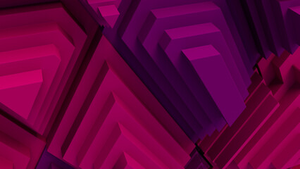 Pink and Purple Tech Background with a Geometric 3D Structure. Clean, Stepped design with Extruded Futuristic Forms. 3D Render.