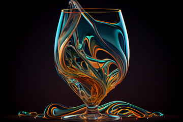 Aufkleber - A swirling mix of colors in the shape of a wine glass, with shades of deep reds Generative AI technology.