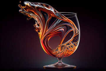 Aufkleber - A swirling mix of colors in the shape of a wine glass, with shades of deep reds Generative AI technology.