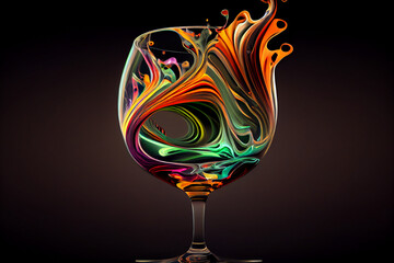Aufkleber - A swirling mix of colors in the shape of a wine glass, with shades of deep reds and Generative AI technology.