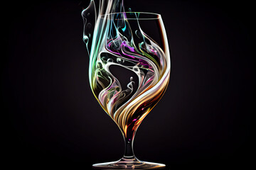 Aufkleber - A swirling mix of colors in the shape of a wine glass, with shades of deep reds and purples blending together to create a mesmerizing pattern. Generative AI technology.