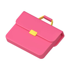 Poster - Luggage pink briefcase business trip accessory for document carrying 3d icon realistic vector