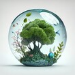 World environment and earth day concept with glass globe and eco friendly enviroment  nature Generative AI 