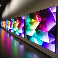 led wall, display disco diamond color light next to each other similar it's the same different for concert tv technical shop giant big ornate patterned  mood lighting Generative AI