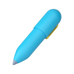 Poster - Pen ballpoint stationery business signature draw writing accessory blue 3d icon realistic vector