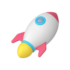 Poster - Rocket launching spaceship business startup leadership innovation success beginnings 3d icon vector