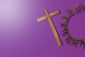 Wall Mural - Christian cross and crown of thorns