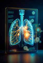 Sticker - An image of the lungs on computer screen. Generative AI.